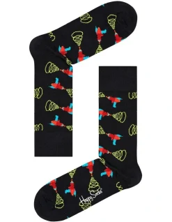 Happy Socks Laser Quest Socks In Black
