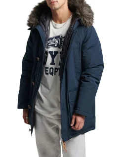 Superdry New Rookie Down Parka In Dark Navy