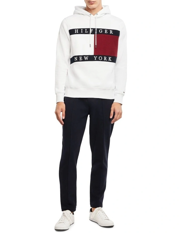 Tommy Hilfiger Structure Flag Hoody In White 3 Tommy Hilfiger Structure Flag Hoody In White