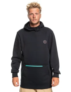 Quiksilver Big Logo Tech Technical Hoodie In True Black