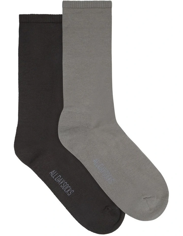All Day Socks Fine Cotton Cushion Foot Socks 2 Pack In Multi 4 All Day Socks Fine Cotton Cushion Foot Socks 2 Pack In Multi - Image 2