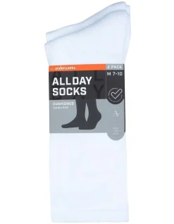 All Day Socks Fine Cotton Cushion Foot Socks 2 Pack In White