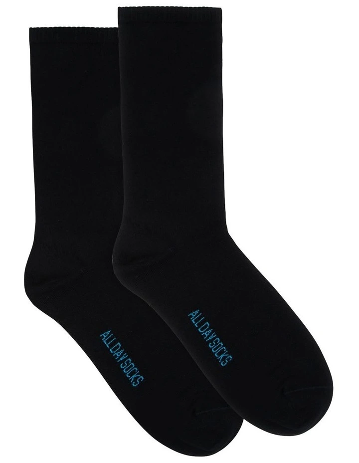 All Day Socks Fine Cotton Socks 2-Pack In Black 4 All Day Socks Fine Cotton Socks 2-Pack In Black - Image 2