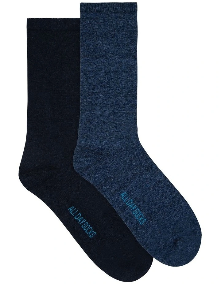 All Day Socks Fine Cotton Socks 2-Pack In Navy 4 All Day Socks Fine Cotton Socks 2-Pack In Navy - Image 2