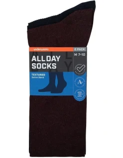All Day Socks Fine Cotton Textured Socks In 2-Pack Multi