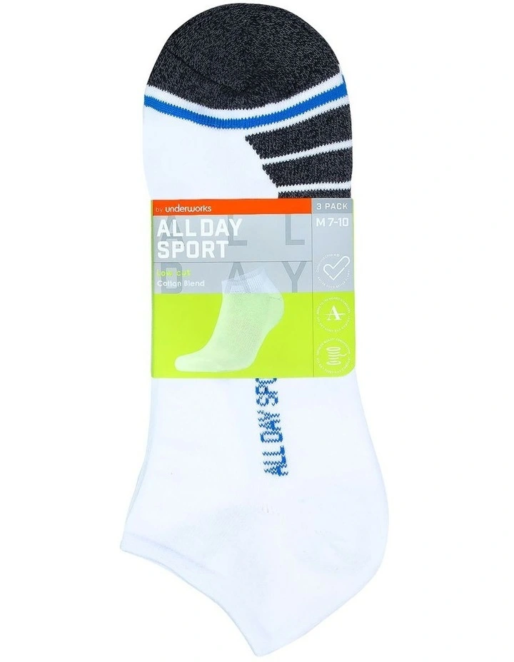 All Day Socks All Day Sport Low Cut Socks 3-Pack In White 3 All Day Socks All Day Sport Low Cut Socks 3-Pack In White