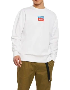 Tommy Jeans Tommy Crew Sweat Top In White