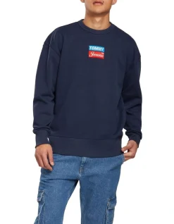 Tommy Jeans Tommy Crew Sweat Top In Navy