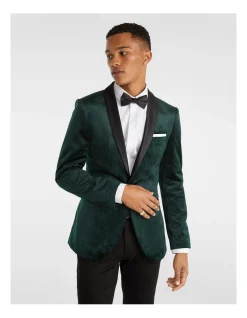 Yd. Luciano Velvet Blazer In Green
