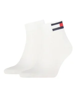 Tommy Hilfiger Flag Quarter Crew Sport Socks 2 Pack In White