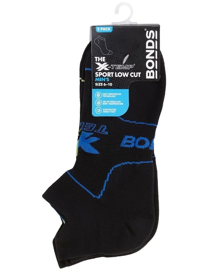 Bonds Mens X-Temp Sport Low Cut Socks 2 Pack In Black 4 Bonds Mens X-Temp Sport Low Cut Socks 2 Pack In Black - Image 2
