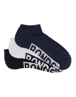 Bonds Logo Low Cut Socks 3 Pack In Multi