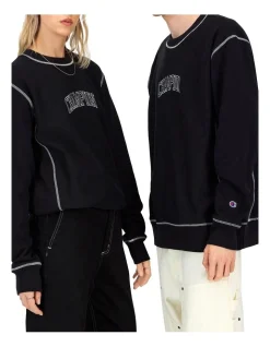 Champion Reverse Weave Contrast Stitch Crew In Black -Coats Sales Store 940689730 3 720x928