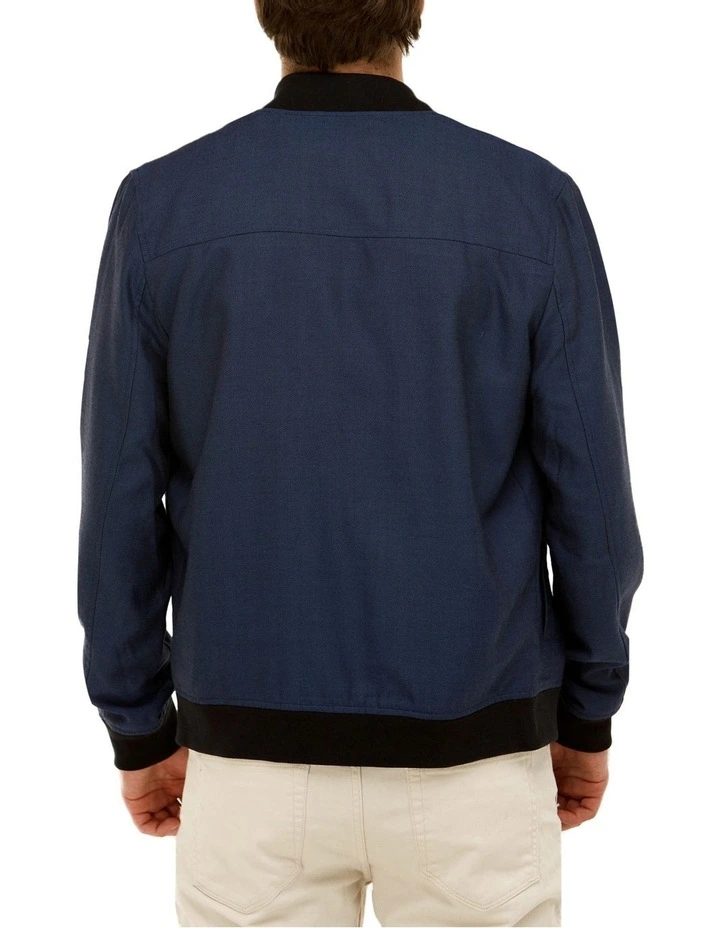 Brooksfield Herringbone Bomber Jacket In Navy 5 Brooksfield Herringbone Bomber Jacket In Navy - Image 3
