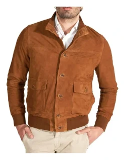 Mckinnon Suede Leather Button Bomber Jacket 11 Mckinnon Suede Leather Button Bomber Jacket -Coats Sales Store 943965370 4 720x928