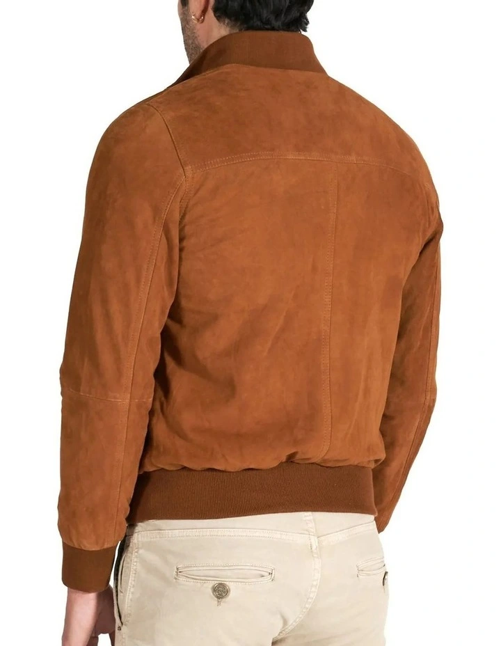 Mckinnon Suede Leather Button Bomber Jacket 8 Mckinnon Suede Leather Button Bomber Jacket - Image 6