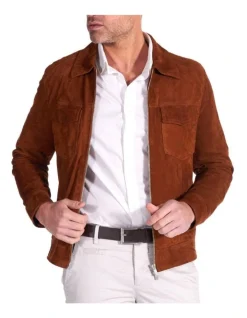 Mckinnon Lewis Suede Leather Unlined Jacket COGNAC