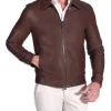 Mckinnon Shirt Collar Leather Jacket Dark Brown -Coats Sales Store 943965730 1 720x928