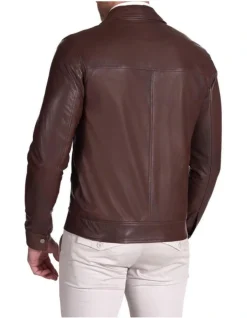 Mckinnon Shirt Collar Leather Jacket Dark Brown -Coats Sales Store 943965730 4 720x928