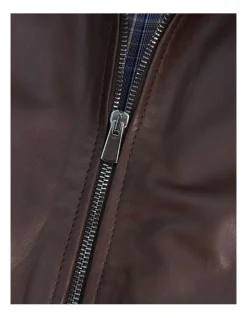 Mckinnon Shirt Collar Leather Jacket Dark Brown -Coats Sales Store 943965730 5 720x928