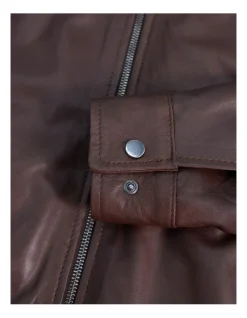 Mckinnon Shirt Collar Leather Jacket Dark Brown -Coats Sales Store 943965730 6 720x928