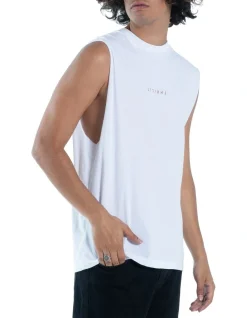 Minimal Thrills Merch Fit Muscle Tee In White