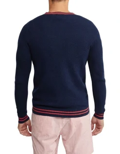 Oxford Jack Textured Cotton Tipping Knit In Navy -Coats Sales Store 948170350 3 720x928