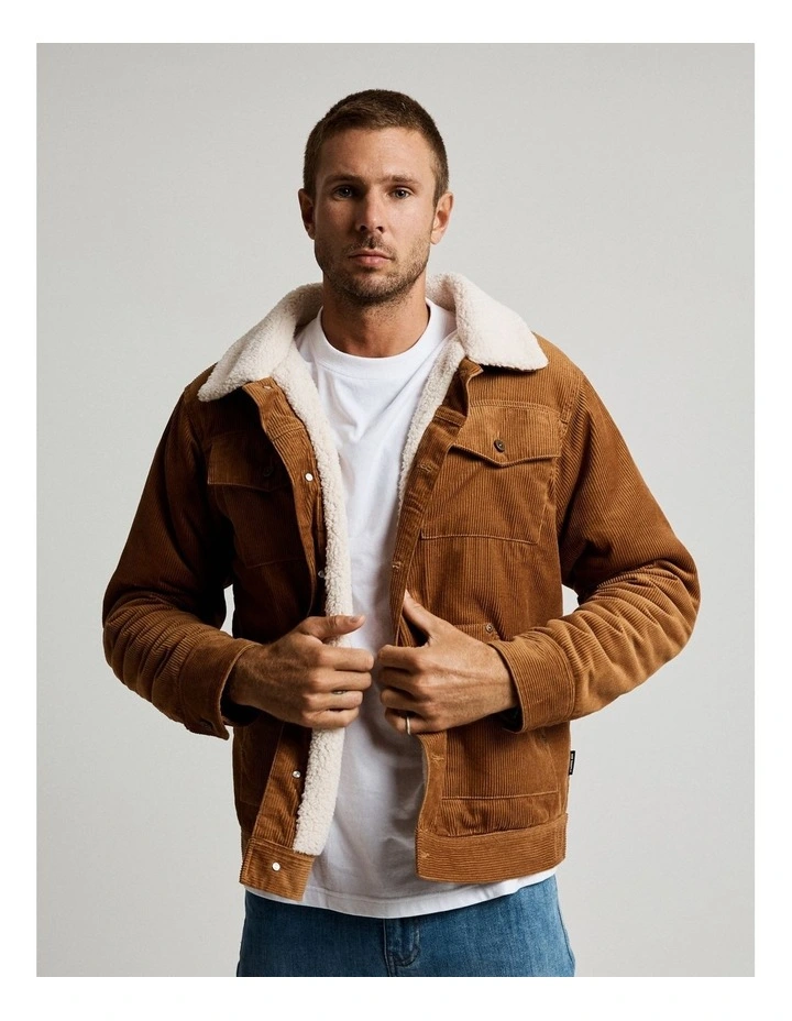Mr Simple Sherpa Cord Jacket In Tobacco 3 Mr Simple Sherpa Cord Jacket In Tobacco