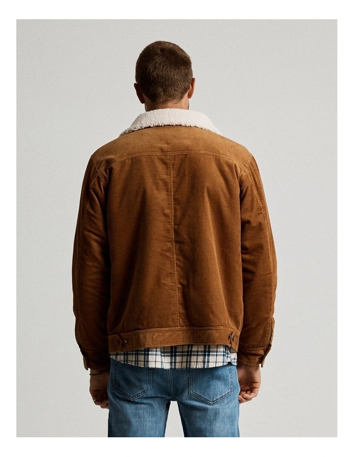 Mr Simple Sherpa Cord Jacket In Tobacco 4 Mr Simple Sherpa Cord Jacket In Tobacco - Image 2