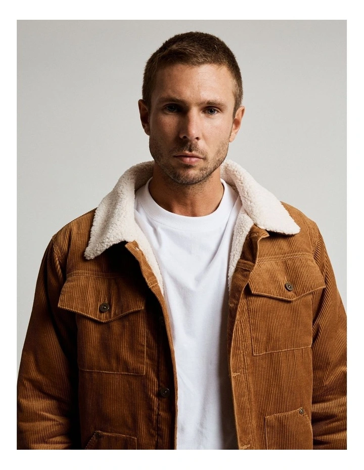 Mr Simple Sherpa Cord Jacket In Tobacco 5 Mr Simple Sherpa Cord Jacket In Tobacco - Image 3