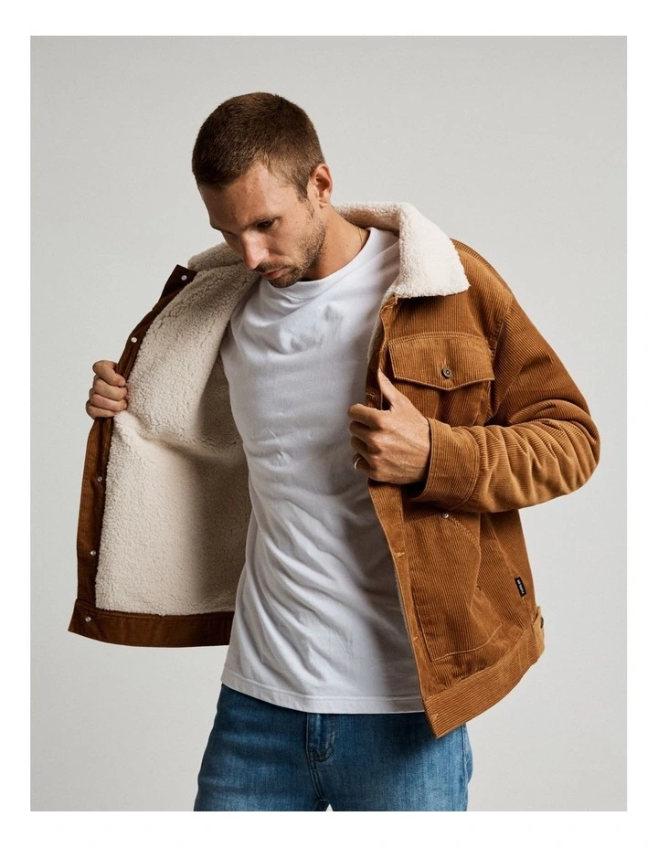 Mr Simple Sherpa Cord Jacket In Tobacco 6 Mr Simple Sherpa Cord Jacket In Tobacco - Image 4