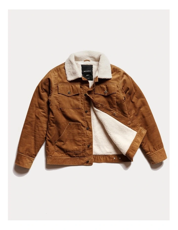 Mr Simple Sherpa Cord Jacket In Tobacco 7 Mr Simple Sherpa Cord Jacket In Tobacco - Image 5