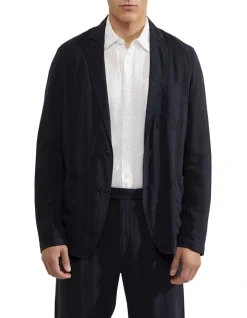 Oxford Daniel Tencel Casual Linen Jacket In Navy
