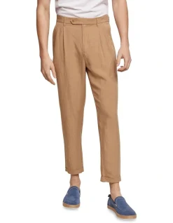 Oxford Garrad Tencel Linen Casual Trousers In Sand
