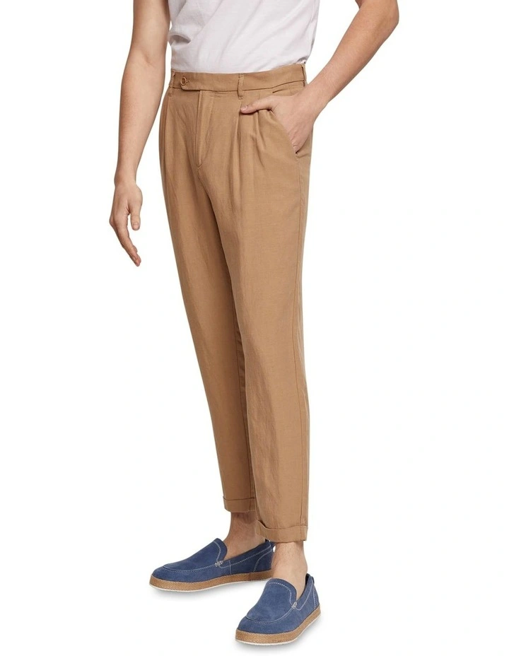 Oxford Garrad Tencel Linen Casual Trousers In Sand 4 Oxford Garrad Tencel Linen Casual Trousers In Sand - Image 2