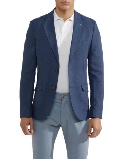 Oxford Milton Linen Blazer In Navy