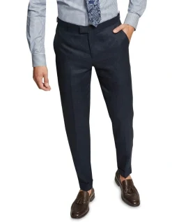 Oxford Folded Cuff Linen Trousers In Navy -Coats Sales Store 948783700 4 720x928