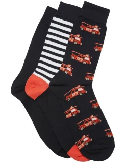 Oxford Surfs Up 3 Pack Socks In Navy/Red