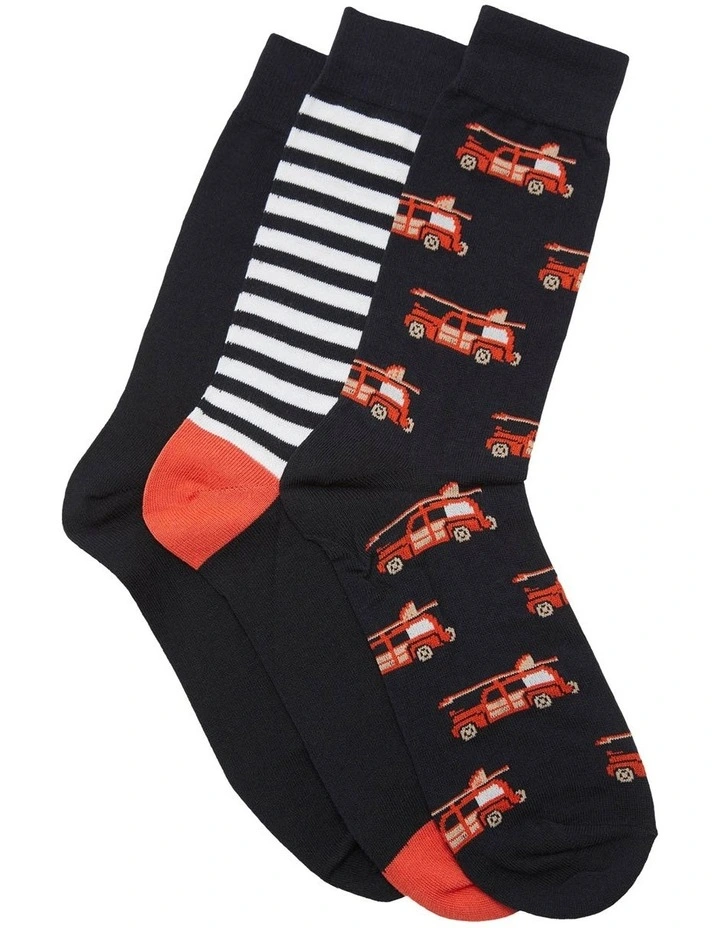 Oxford Surfs Up 3 Pack Socks In Navy/Red 3 Oxford Surfs Up 3 Pack Socks In Navy/Red