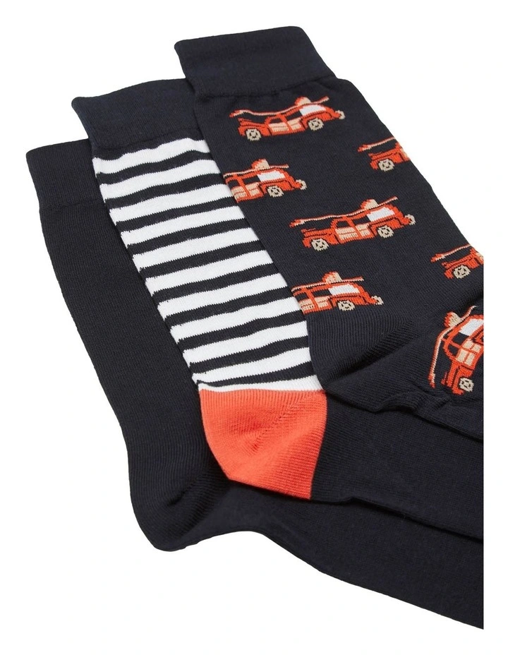 Oxford Surfs Up 3 Pack Socks In Navy/Red 4 Oxford Surfs Up 3 Pack Socks In Navy/Red - Image 2