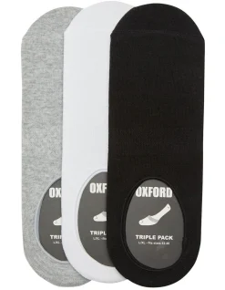 Oxford Invisible Basic 3 Pack Socks In White/Grey/Black