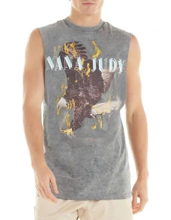 Nana Judy Flight Vintage Eagle Tank In Dark Acid Grey