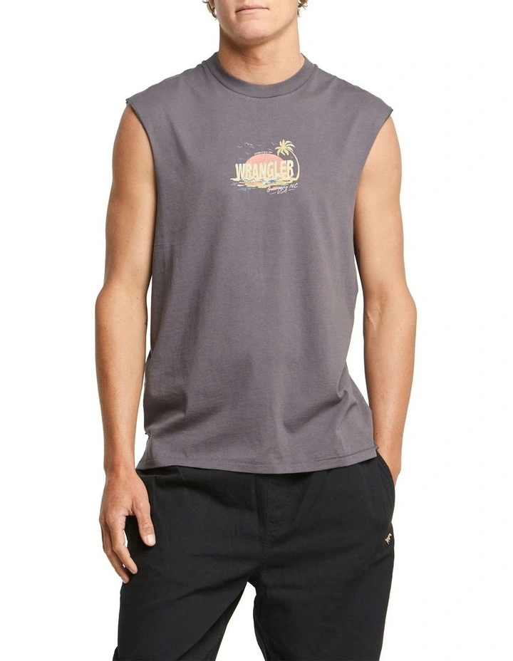 Wrangler Aloha Muscle Tee In Slate 3 Wrangler Aloha Muscle Tee In Slate