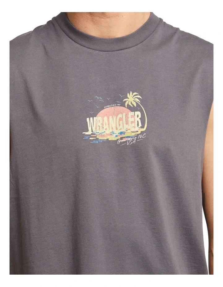 Wrangler Aloha Muscle Tee In Slate 6 Wrangler Aloha Muscle Tee In Slate - Image 4