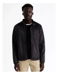 Blaq Sebastian Sueded Bomber Jacket In Navy