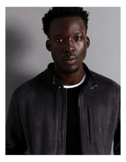 Blaq Sebastian Sueded Bomber Jacket In Navy -Coats Sales Store 956583460 4 720x928