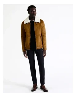 Blaq Asher Sueded Aviator Jacket In Brown -Coats Sales Store 956583550 4 720x928