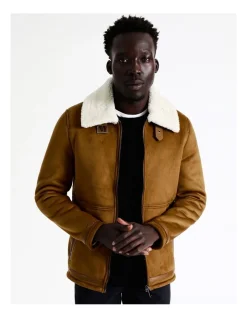 Blaq Asher Sueded Aviator Jacket In Brown -Coats Sales Store 956583550 5 720x928