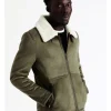 Blaq Asher Sueded Aviator Jacket In Green -Coats Sales Store 956583640 1 720x928