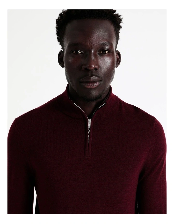 Blaq Australian Merino 1/4 Zip Knit In Red 8 Blaq Australian Merino 1/4 Zip Knit In Red - Image 7